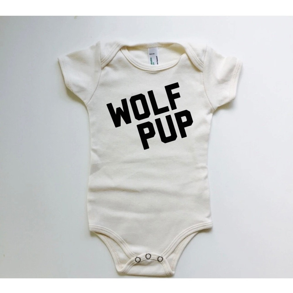 Wolf Pup Organic Cotton Bodysuit Natural Cream 18-24 Months